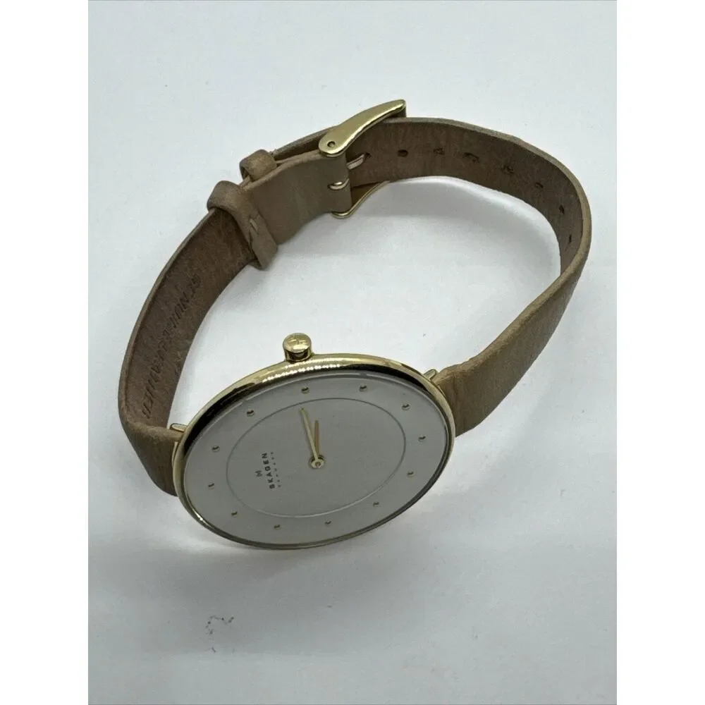 Skagen Gitte SKW2137 Women's Beige Leather Analog Dial Quartz Wrist Watch AEA028